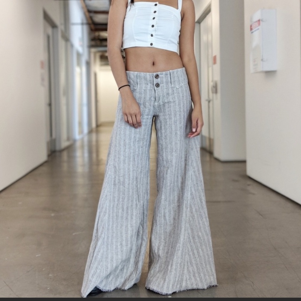 Free People Sz 8 Natural Linen Extreme Flare